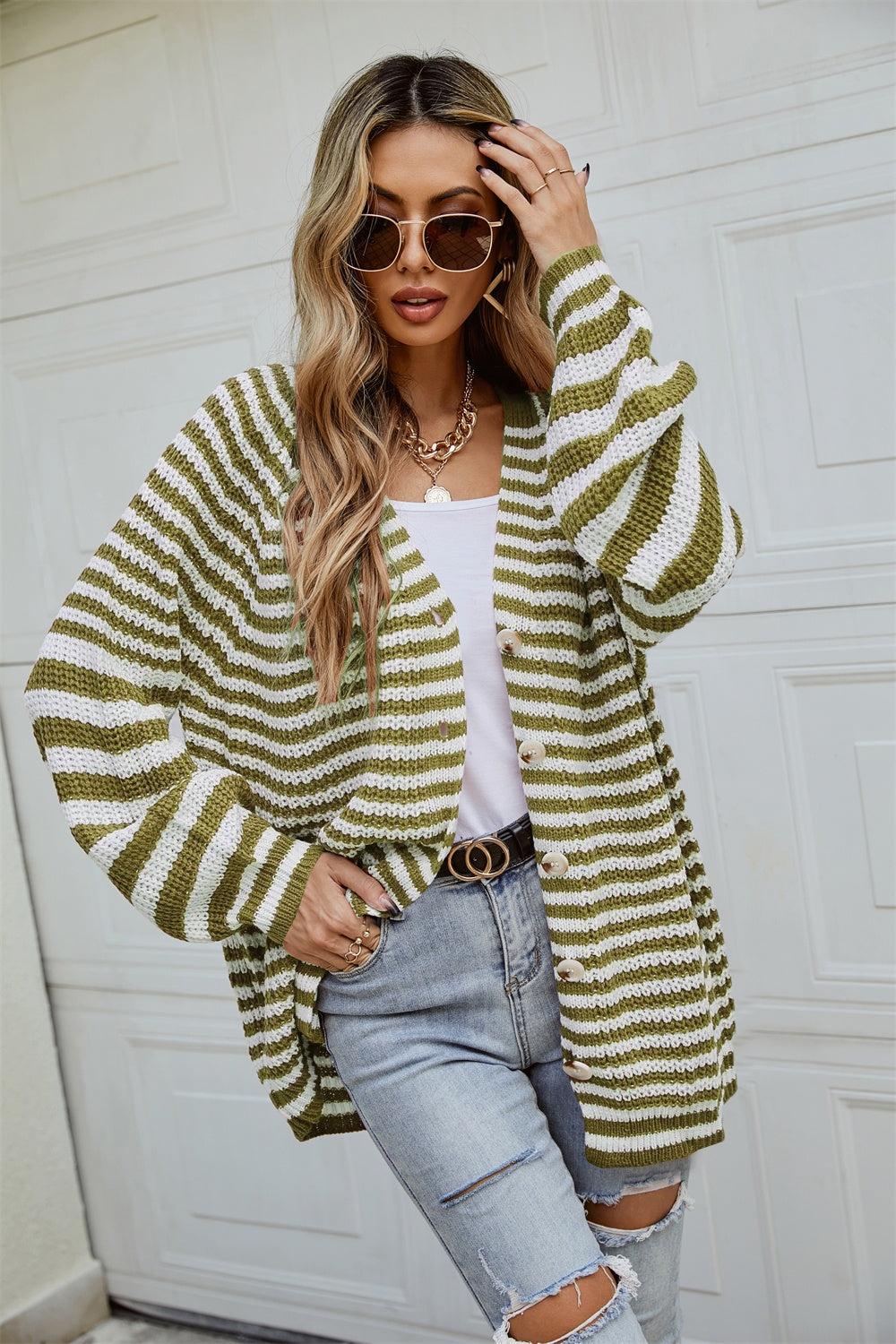 Library Lament Striped Button Up Long Sleeve Cardigan