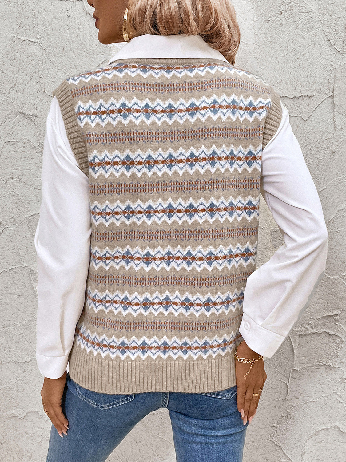 Fair Isle Charm V-Neck Sweater Vest