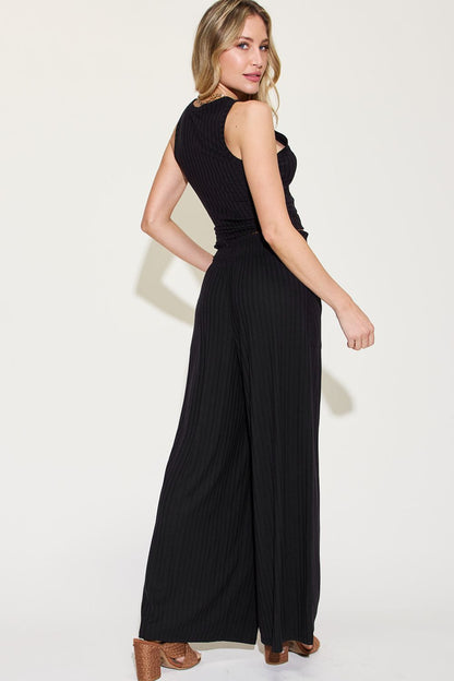 Nocturnal Muse Ribbed Tank and Wide Leg Pants Set