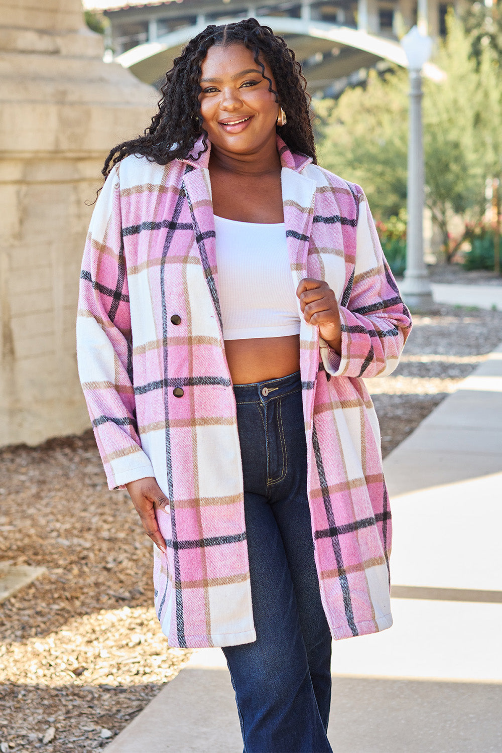 Timeless Plaid Button Up Lapel Collar Coat