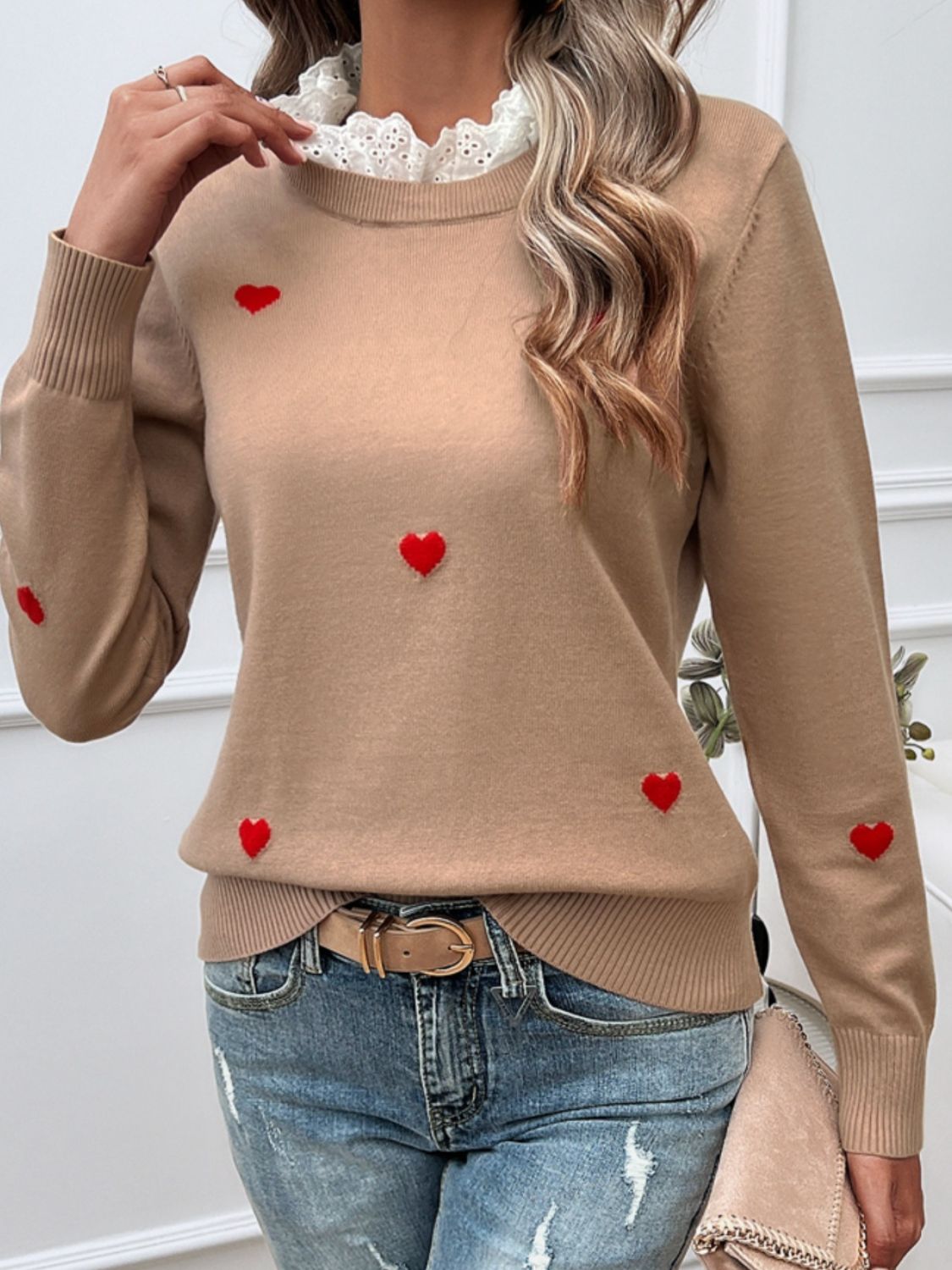 Princess of Hearts Lace Collar Sweater