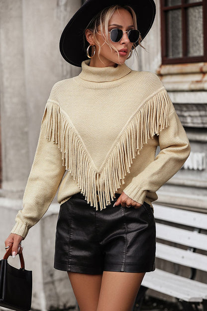 Can't Stop Me Tassel Front Long Sleeve Sweater