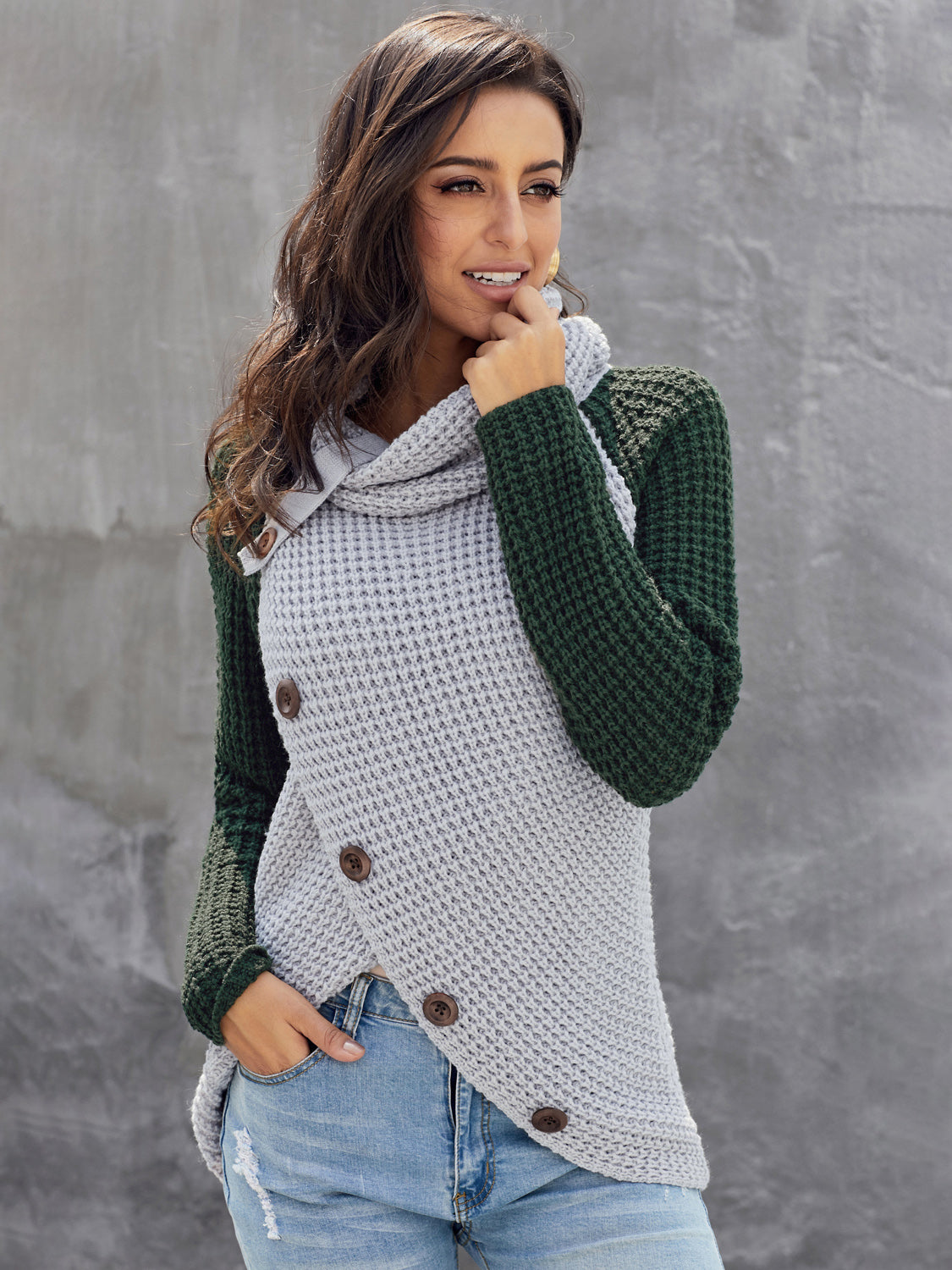 The Chronicle Decorative Button Turtleneck Sweater