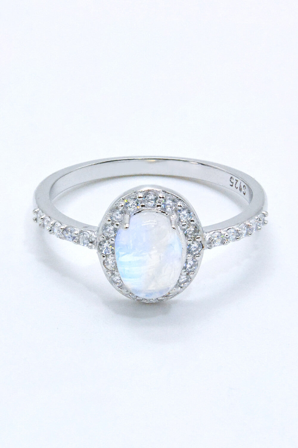 'Celestial Veil' Moonstone Halo Ring 925 Sterling Silver Natural Moonstone Halo Ring