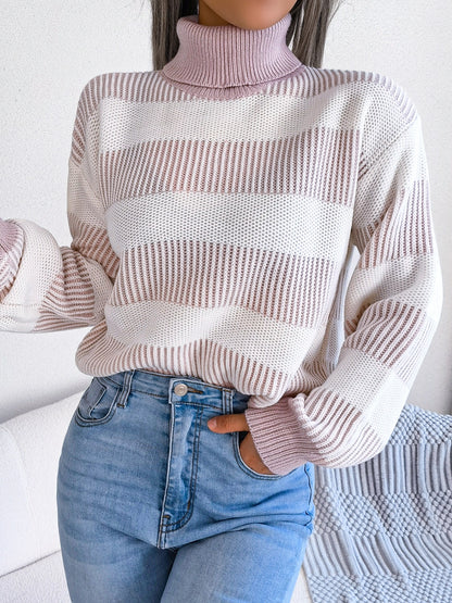 Fabled Isadora Striped Turtleneck Long Sleeve Sweater