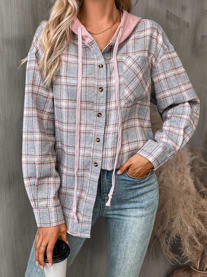 Orchard Days Plaid Long Sleeve Hooded Jacket