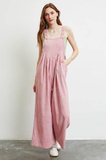 Daydreaming Corduroy Sleeveless Wide-Leg Overalls Pink