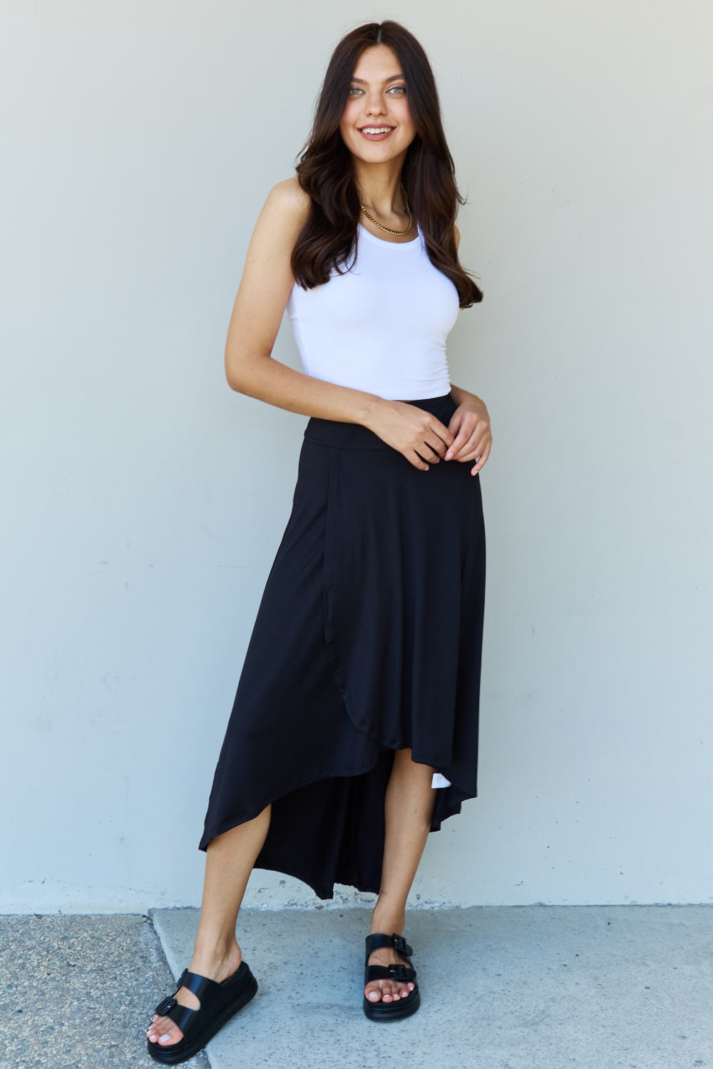 Melancholy Musings High Waisted Flare Maxi Skirt in Black