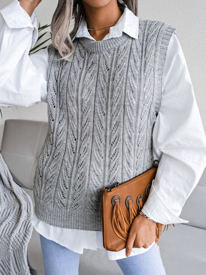 Agatha Round Neck Cable Knit Sweater Vest