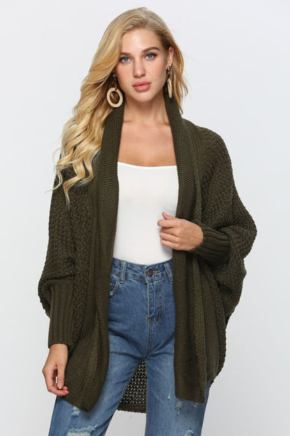 Inkblot Open Front Dolman Sleeve Longline Cardigan