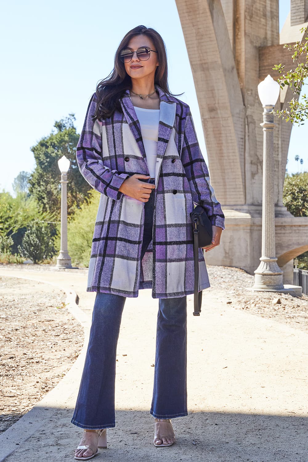 Timeless Plaid Button Up Lapel Collar Coat