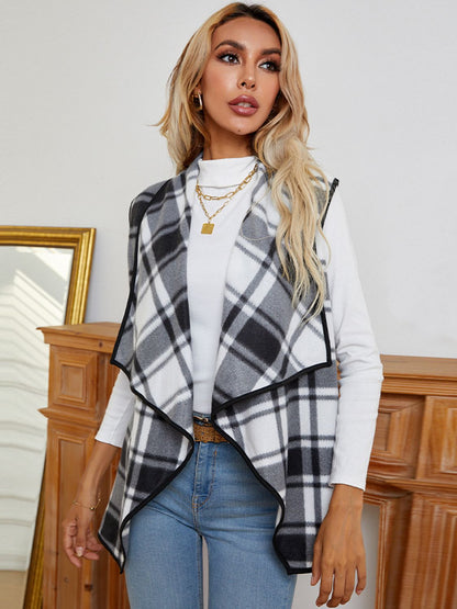 Mystic Midnight Plaid Open Front Vest