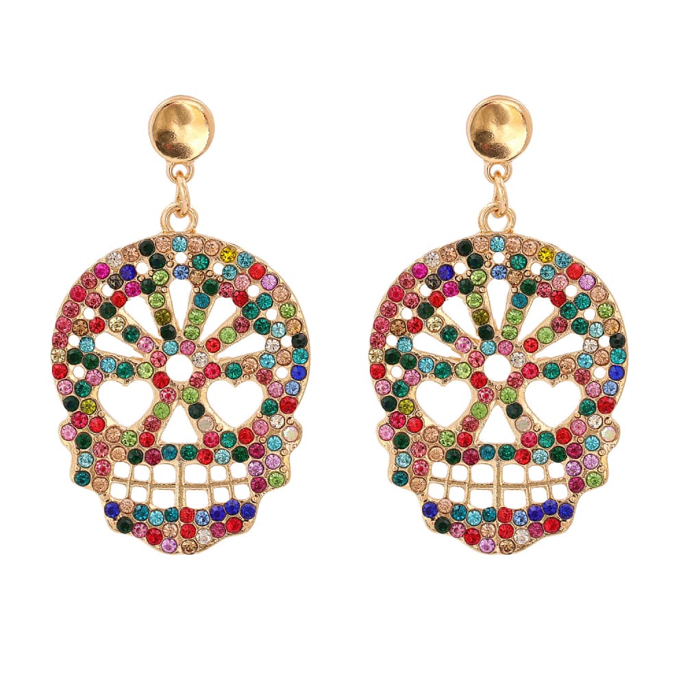 'Mystical Skull' Rhinestone Earrings