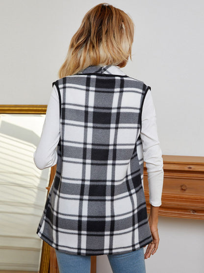 Mystic Midnight Plaid Open Front Vest