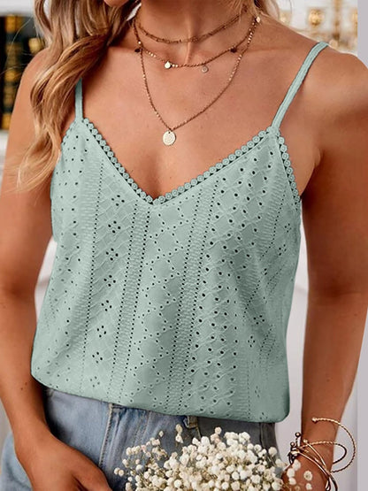 Silverthorn Lace Eyelet Details V-Neck Cami