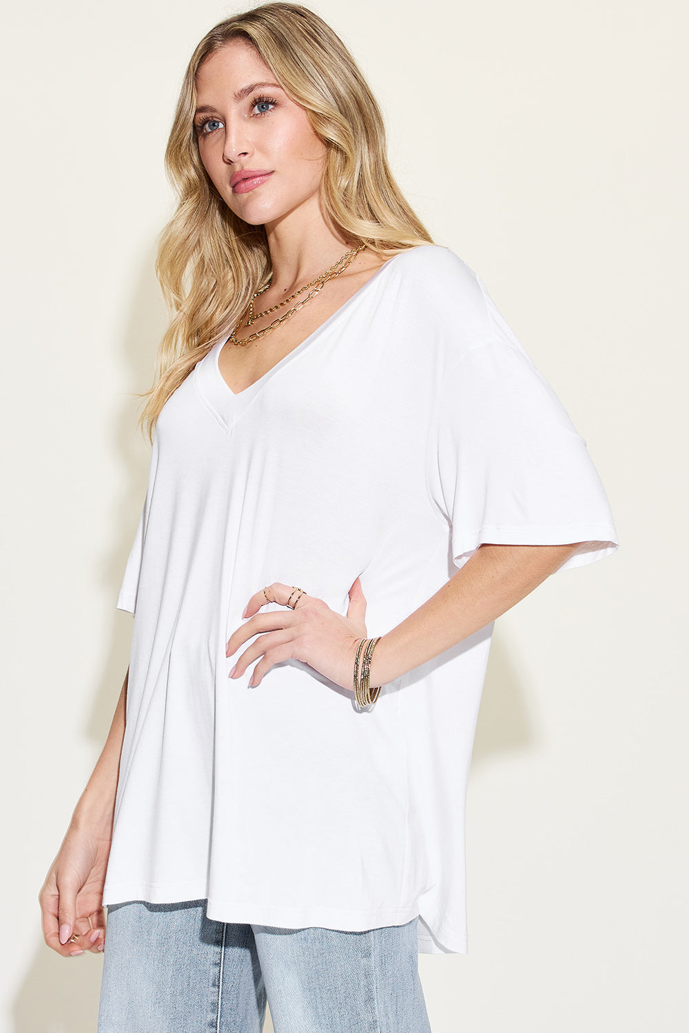 Luxe Lullaby Bamboo Ultra Silky V-Neck T-Shirt