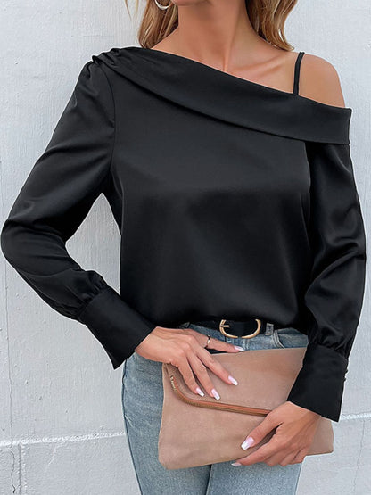 Perfee Cold-Shoulder Long Sleeve Top