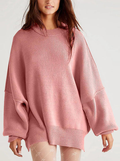 Hemlock Haze Reverse Seam Side Slit Sweater