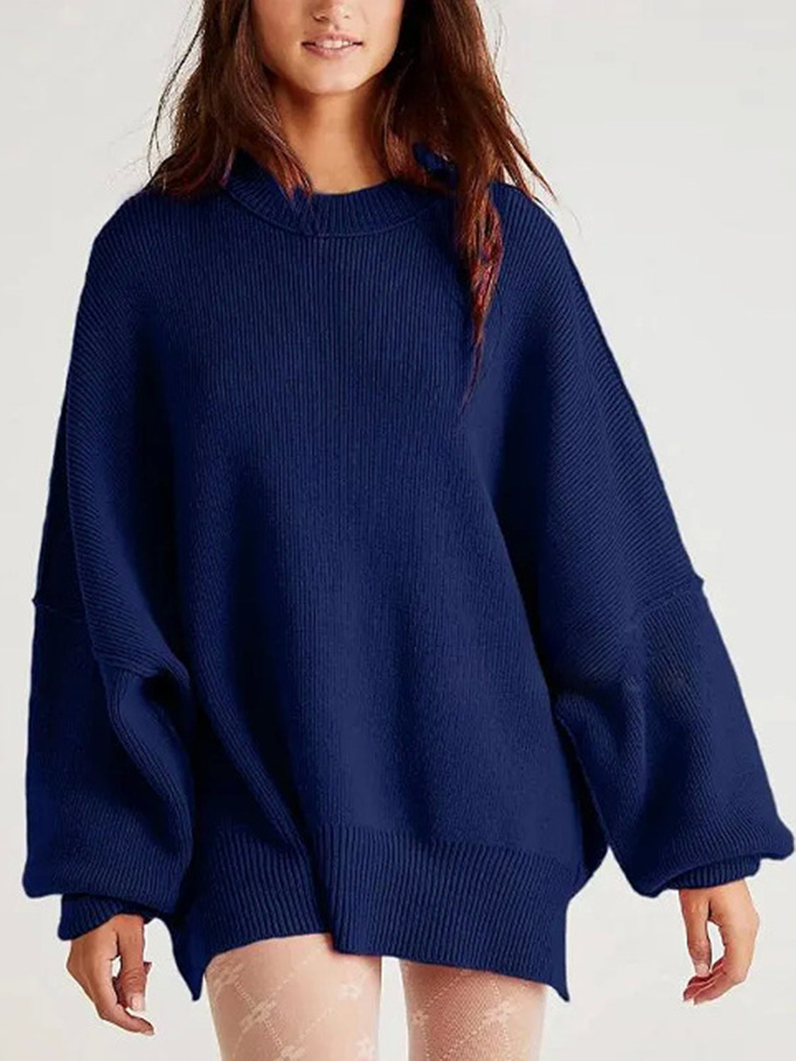 Hemlock Haze Reverse Seam Side Slit Sweater