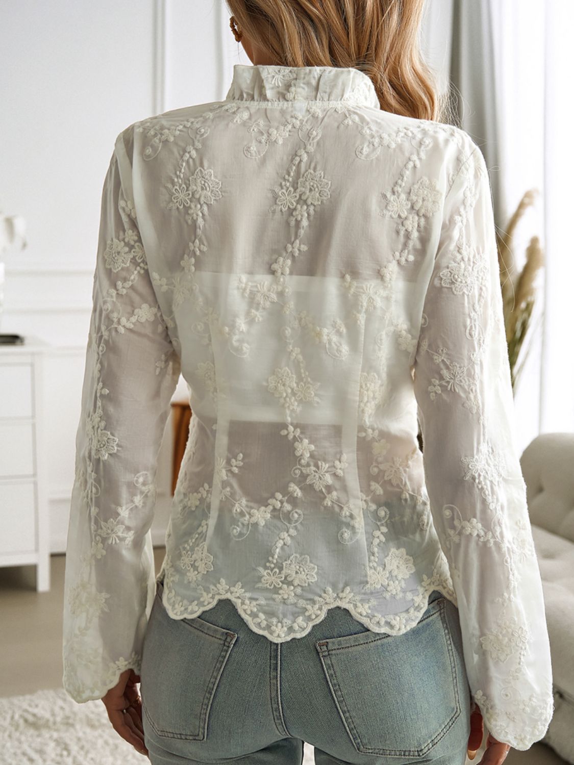 Veil of the Vampyre V-Neck Long Sleeve Lace Top