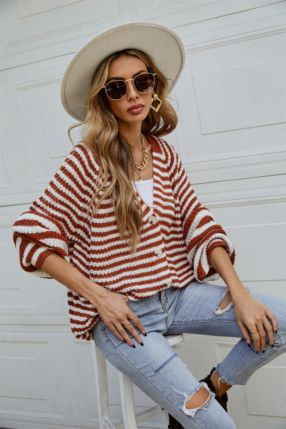 Library Lament Striped Button Up Long Sleeve Cardigan