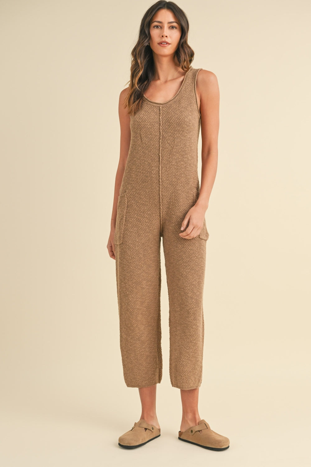 Potion Garden Sleeveless Knit Crop Jumpsuit with Pockets