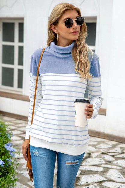 Cressida Striped Contrast Turtleneck Sweater