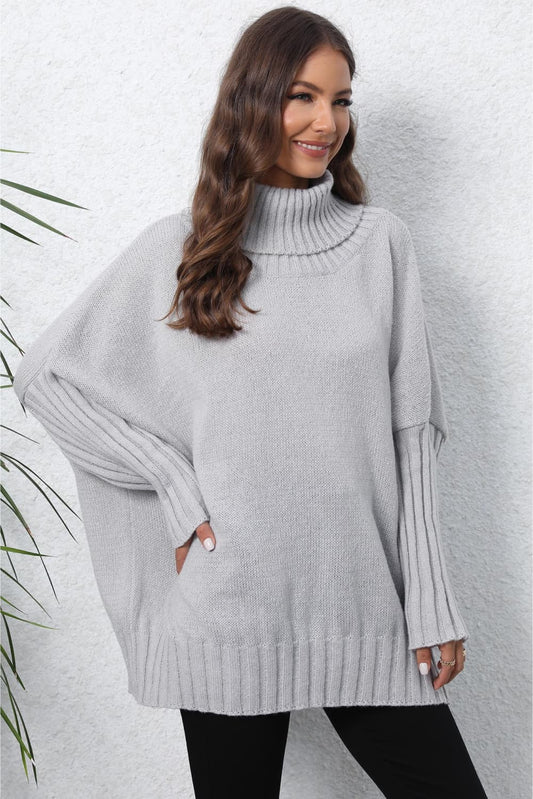 Quinn's Turtle Neck Long Sleeve Ribbed Sweater