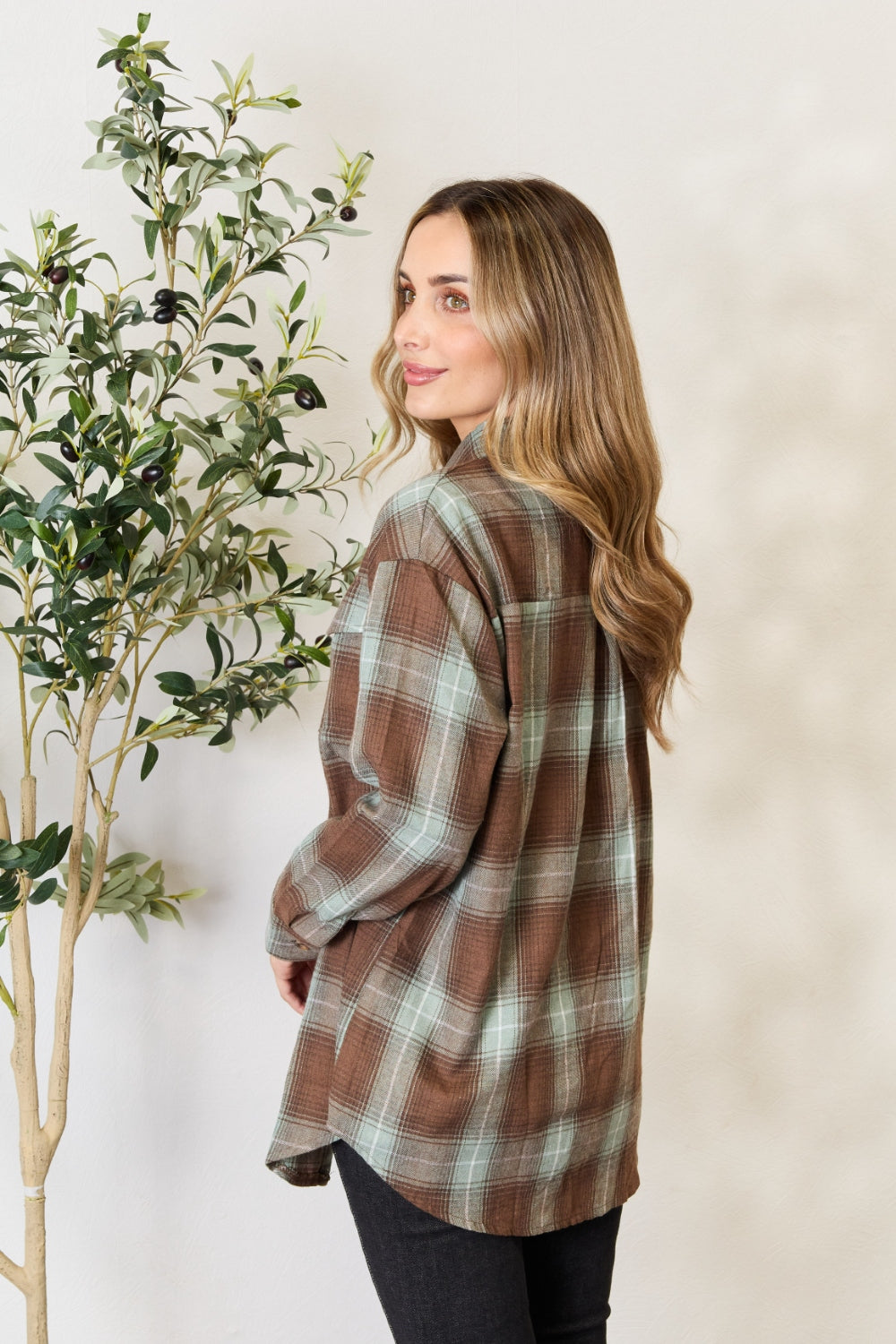 Whispering Forest Plaid Dropped Shoulder Shirt