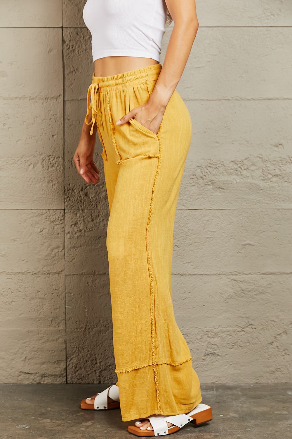 Poets Holiday Cotton and Hemp Mineral Wash Wide Leg Pants