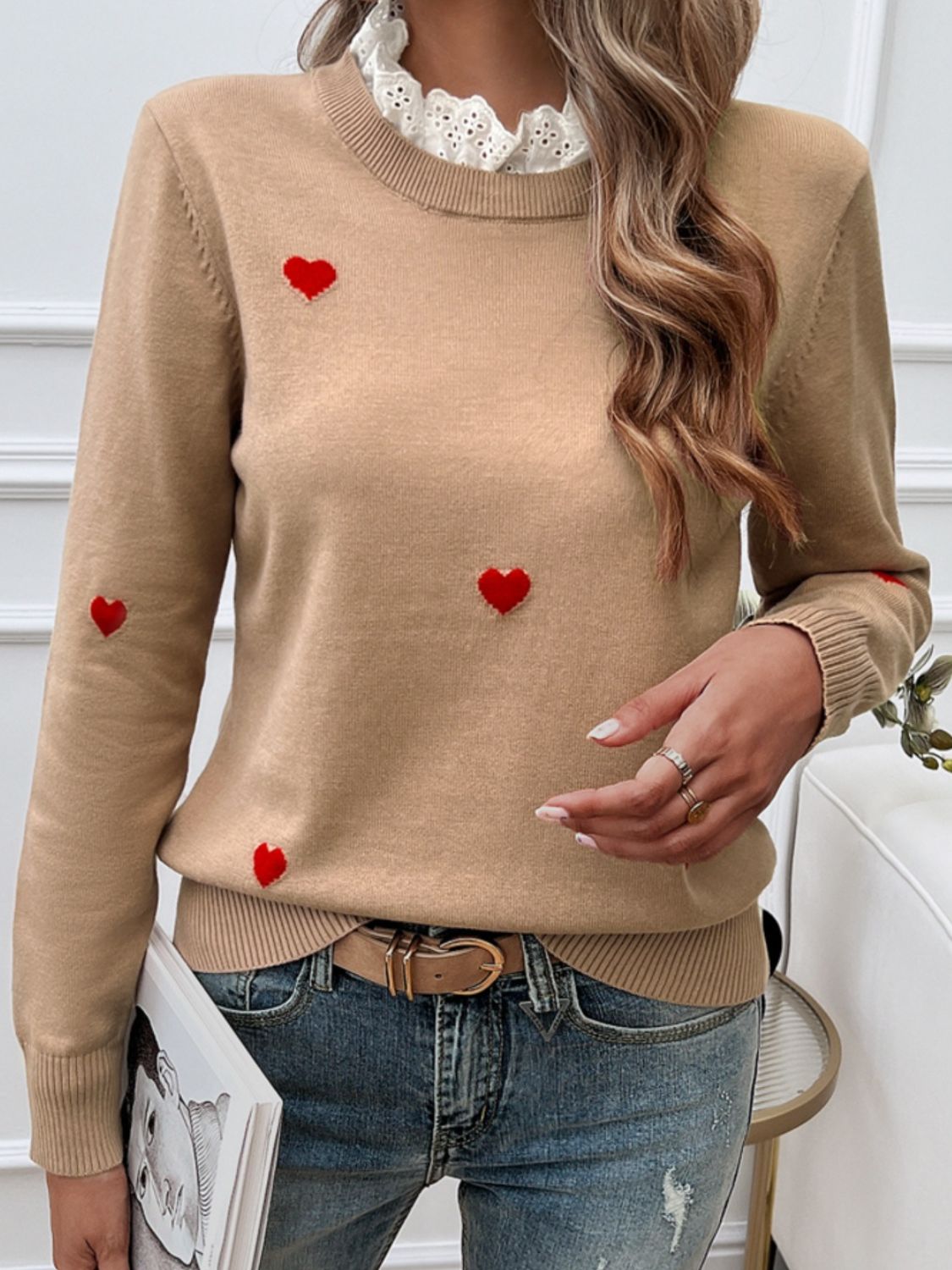 Princess of Hearts Lace Collar Sweater