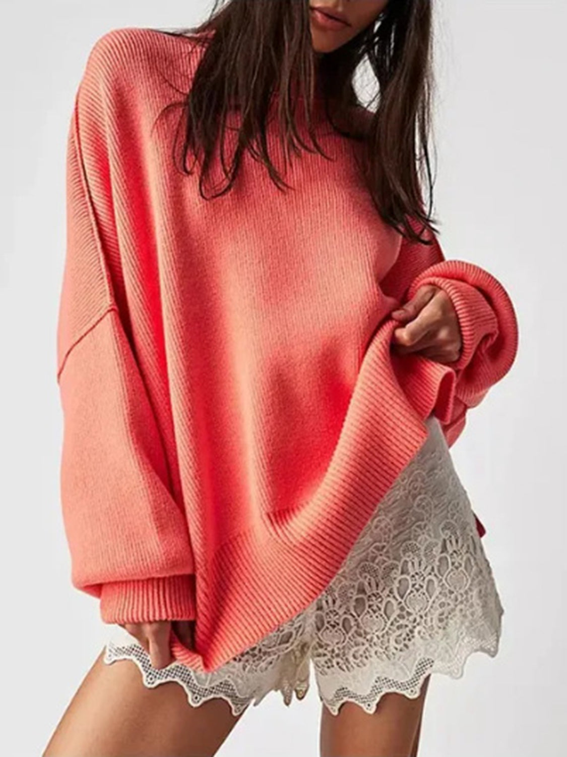 Hemlock Haze Reverse Seam Side Slit Sweater