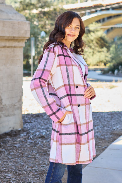 Timeless Plaid Button Up Lapel Collar Coat