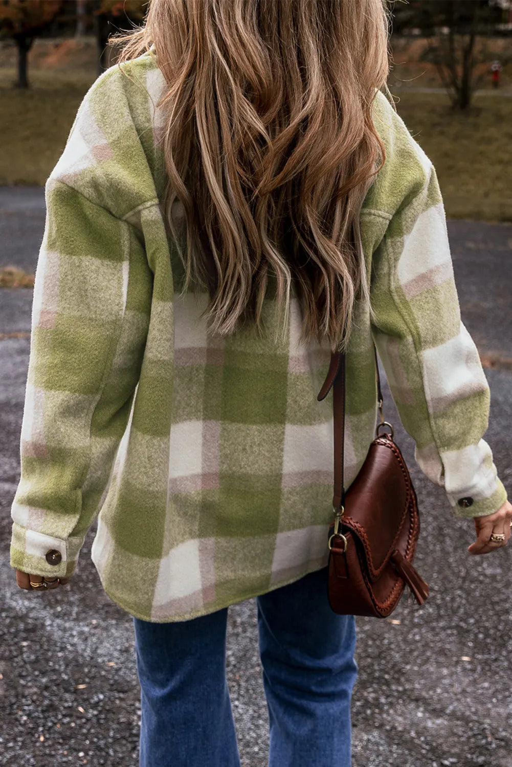 Autumn Embrace Serene Plaid Button Up Long Sleeve Jacket