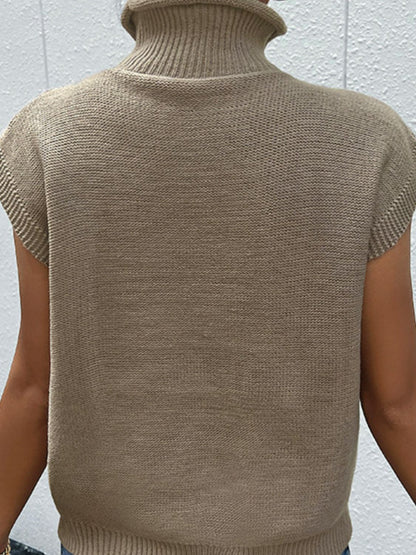 Unchain Me Mixed Cable Knit Turtleneck Sweater Vest