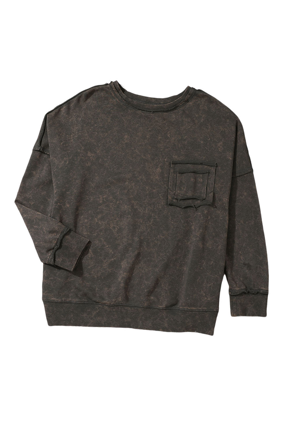 Deepest Secrets Acid Wash Reverse Seam Black Sweatshirt