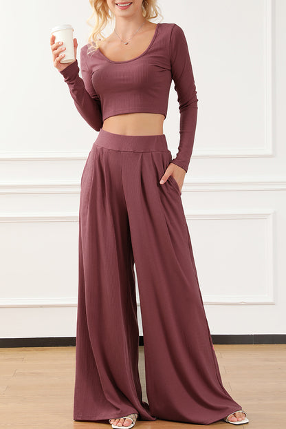 Coyotes Secret Ultra Comfort Crop Top and Pleated Lounge set