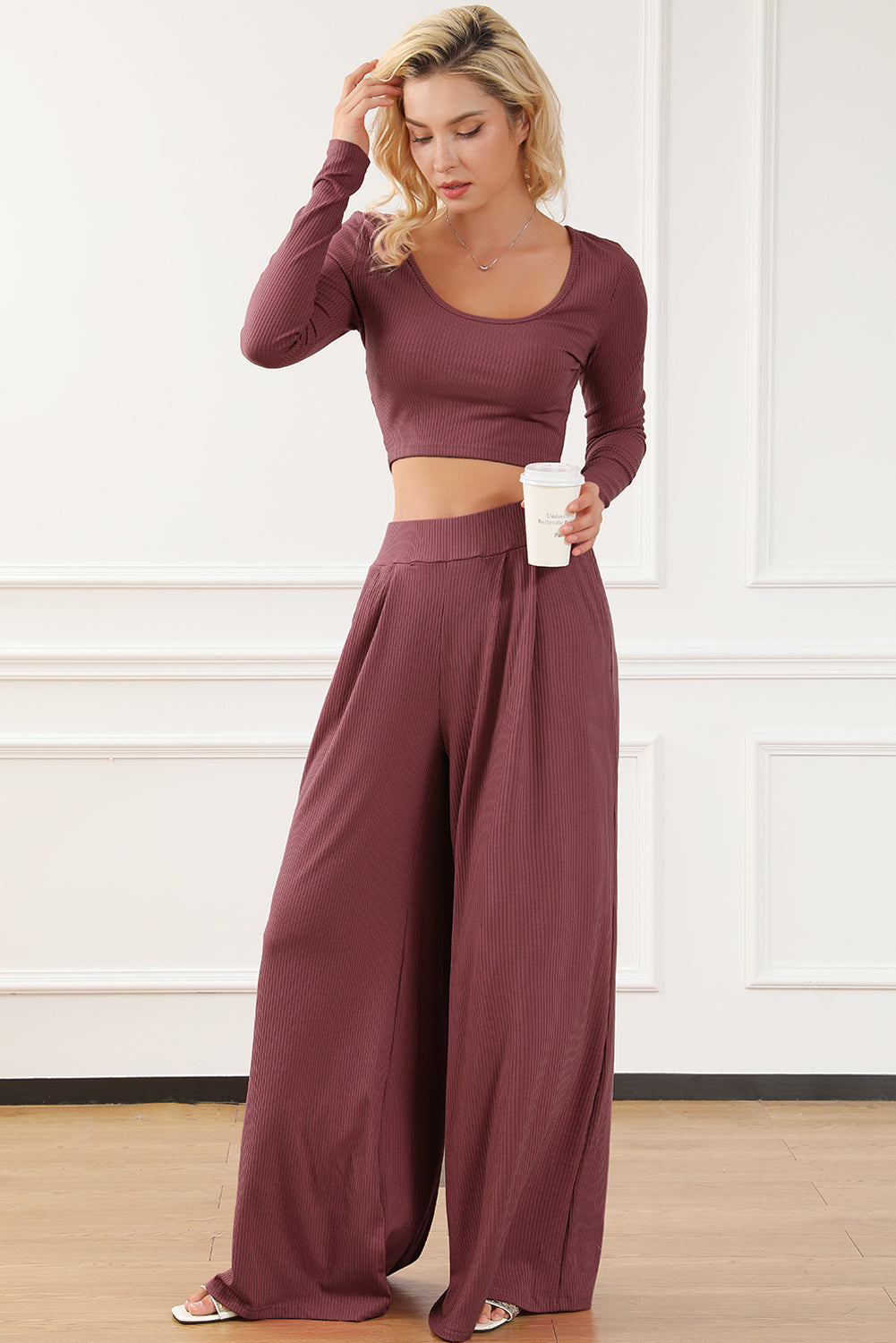 Coyotes Secret Ultra Comfort Crop Top and Pleated Lounge set