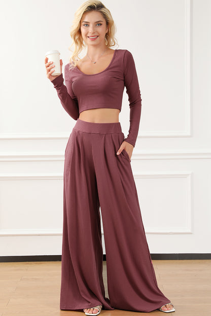 Coyotes Secret Ultra Comfort Crop Top and Pleated Lounge set