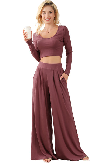 Coyotes Secret Ultra Comfort Crop Top and Pleated Lounge set