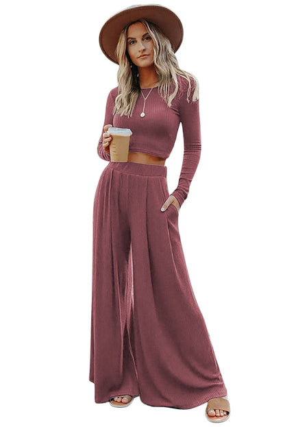 Coyotes Secret Ultra Comfort Crop Top and Pleated Lounge set