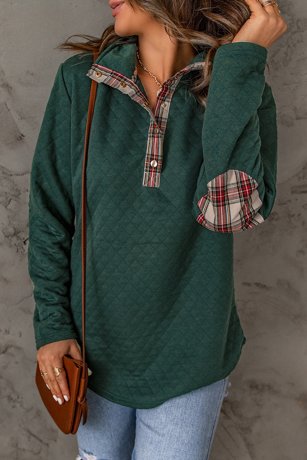 Evergreen Enchament Plaid Snap Down Sweatshirt