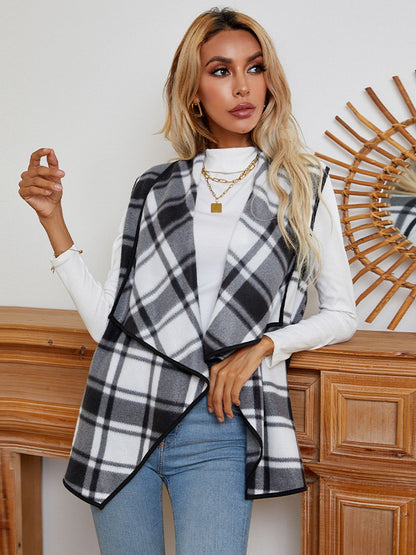 Mystic Midnight Plaid Open Front Vest