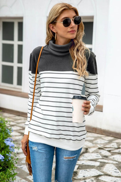 Cressida Striped Contrast Turtleneck Sweater