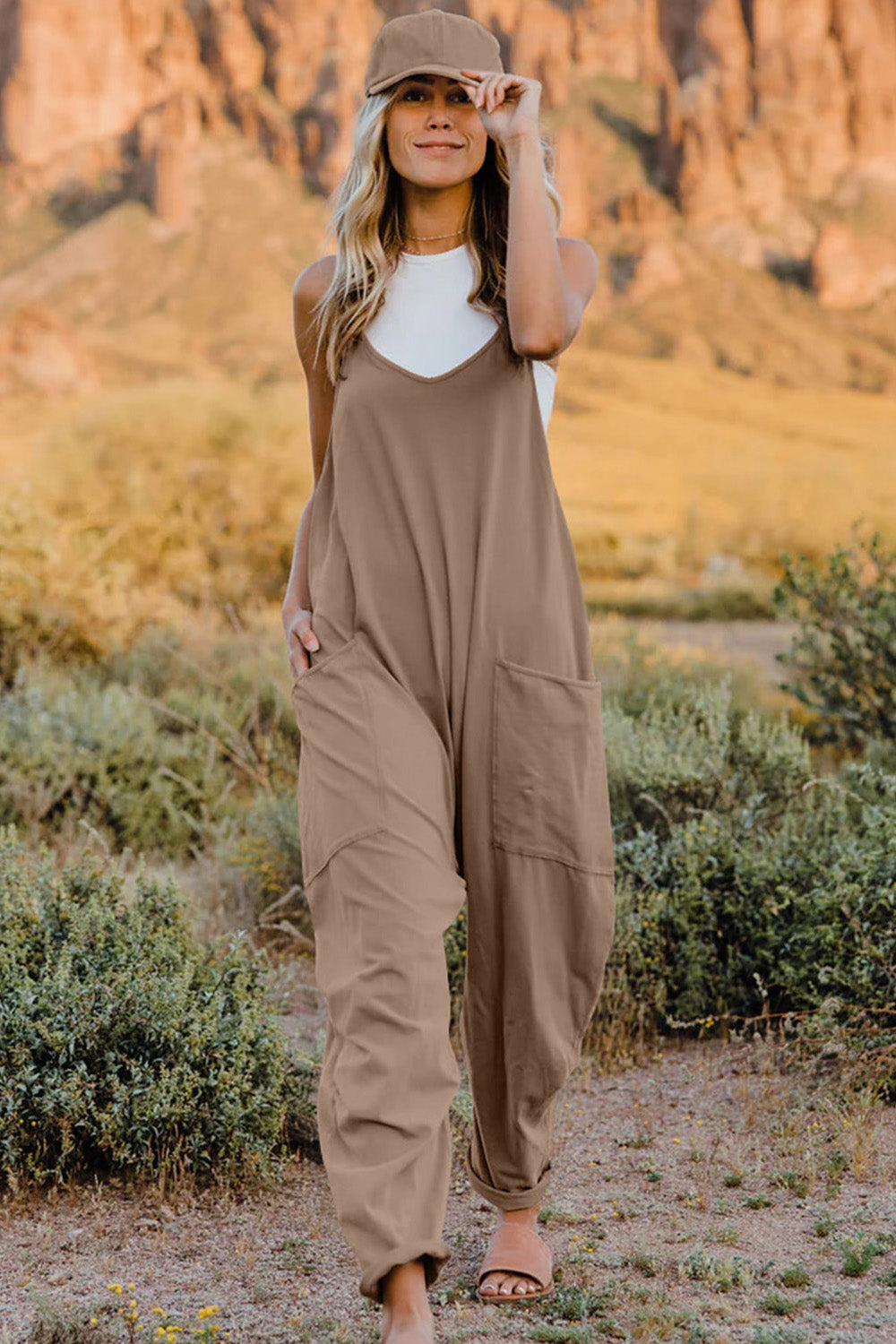 Wishing Well Wonder Jumpsuit V-Neck Sleeveless with Pockets