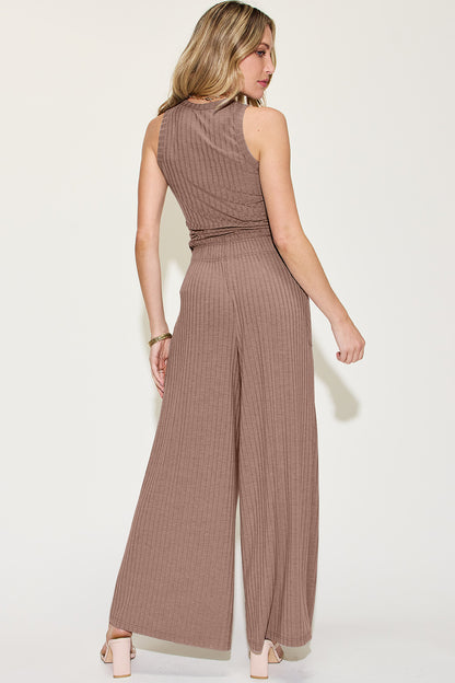 Nocturnal Muse Ribbed Tank and Wide Leg Pants Set