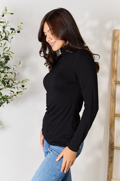 Eclipse Elegance Everday Turtleneck Long Sleeve Blouse