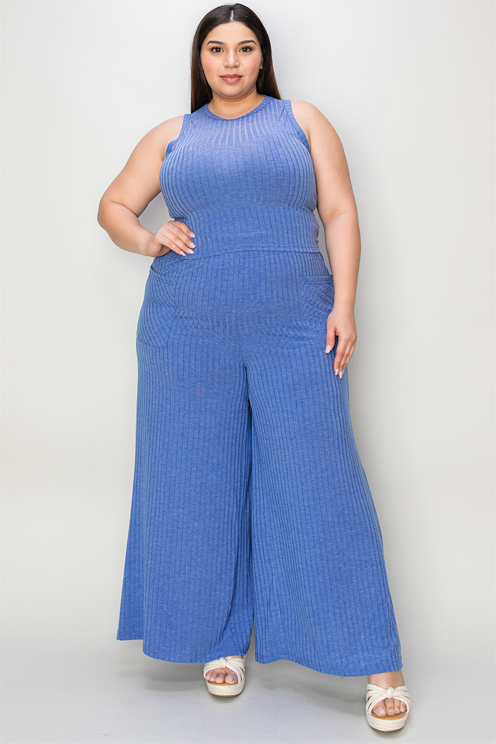 Nocturnal Muse Ribbed Tank and Wide Leg Pants Set