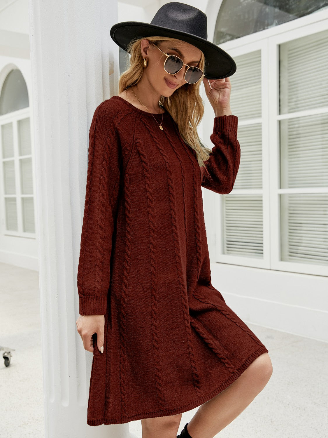 Hearts and Vine Roses Long Sleeve Sweater Dress