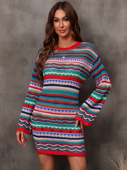 March Hare Colorful Striped Sweater Dress